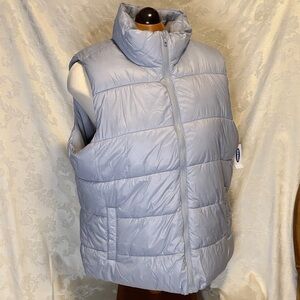 Grey Puffer Vest with pockets flannel lined NWT